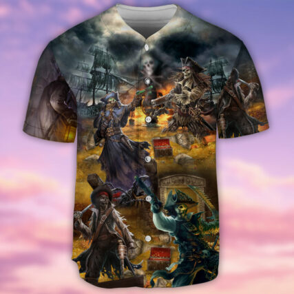 Skull Pirate Skull Treasure Hunting - Baseball Jersey - Owl Ohh - Owl Ohh