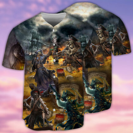 Skull Pirate Skull Treasure Hunting - Baseball Jersey - Owl Ohh - Owl Ohh