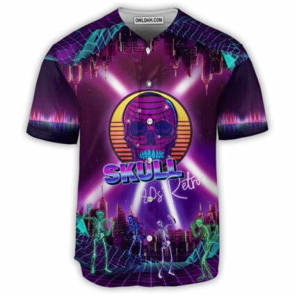 Skull 80s Retro - Baseball Jersey - Owl Ohh - Owl Ohh