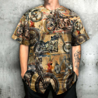 Motorcycle Vintage Art Style - Baseball Jersey - Owl Ohh - Owl Ohh