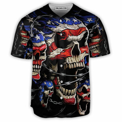 Skull America Forever - Baseball Jersey - Owl Ohh - Owl Ohh