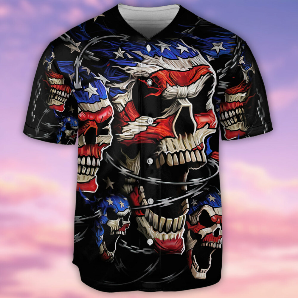 Skull America Forever - Baseball Jersey - Owl Ohh - Owl Ohh