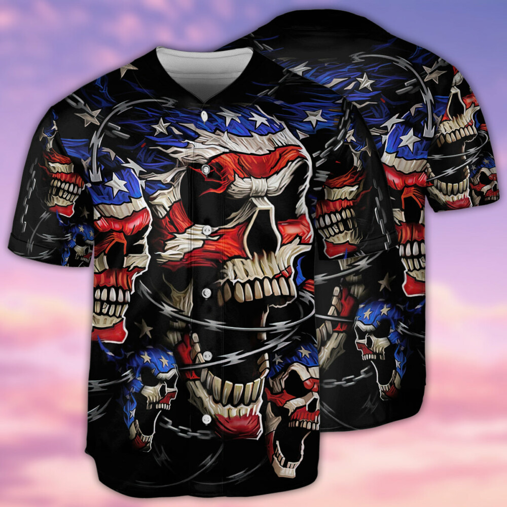 Skull America Forever - Baseball Jersey - Owl Ohh - Owl Ohh