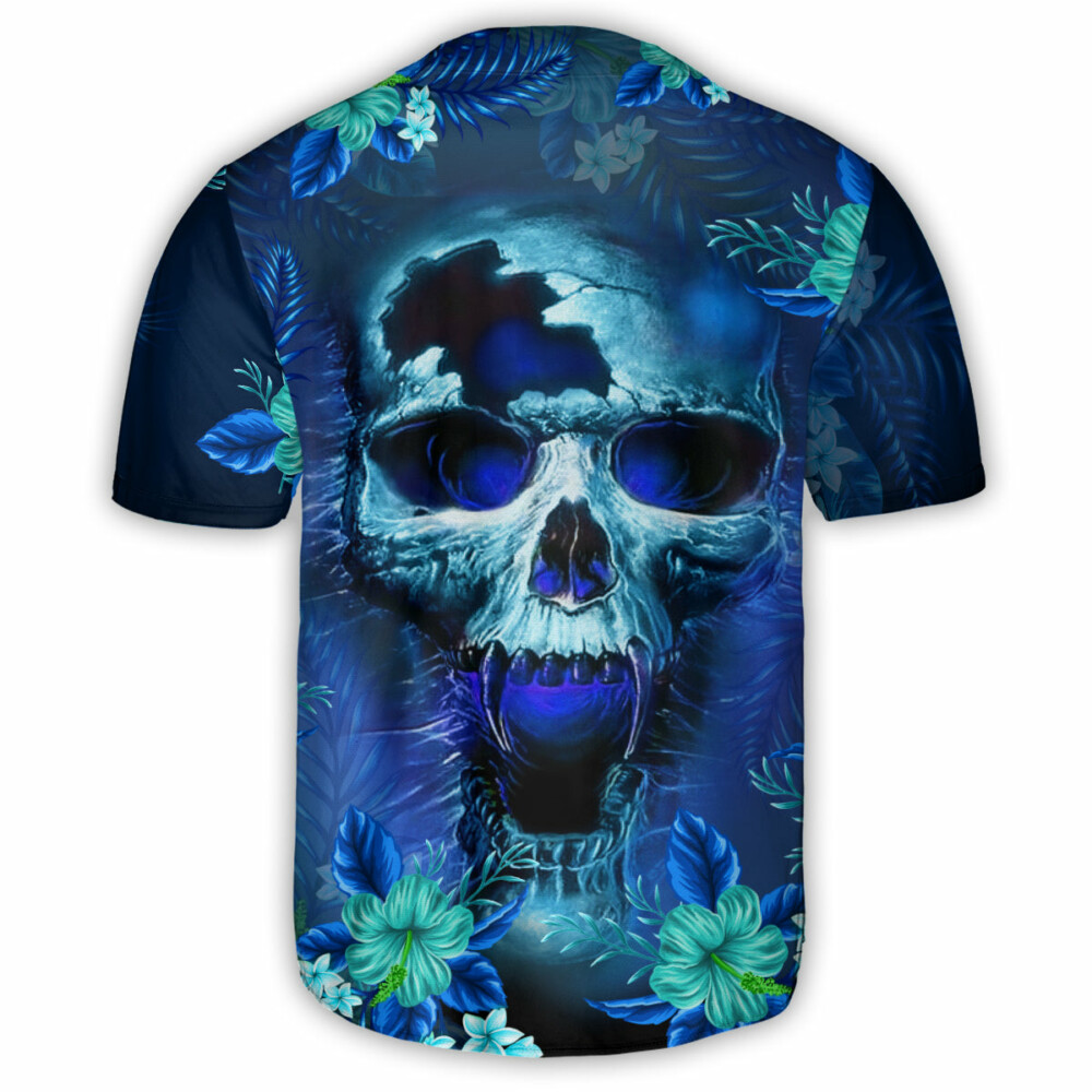 Skull Blue Hello Summer Style - Baseball Jersey - Owl Ohh - Owl Ohh