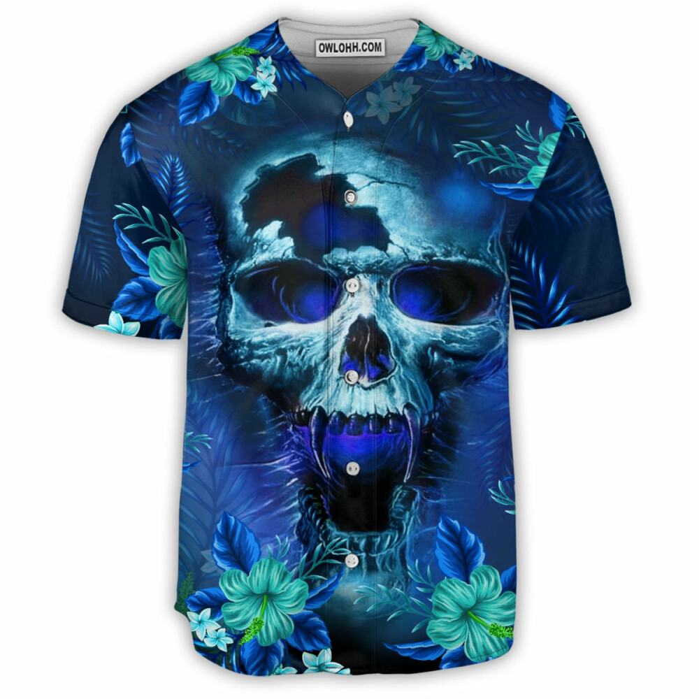 Skull Blue Hello Summer Style - Baseball Jersey - Owl Ohh - Owl Ohh