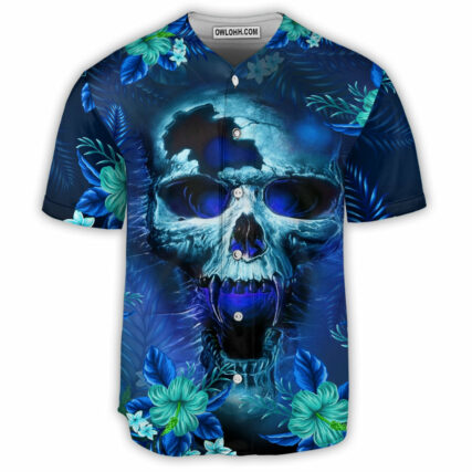 Skull Blue Hello Summer Style - Baseball Jersey - Owl Ohh - Owl Ohh