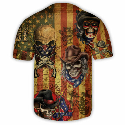 Cowboy Skull Cowboy America - Baseball Jersey - Owl Ohh - Owl Ohh