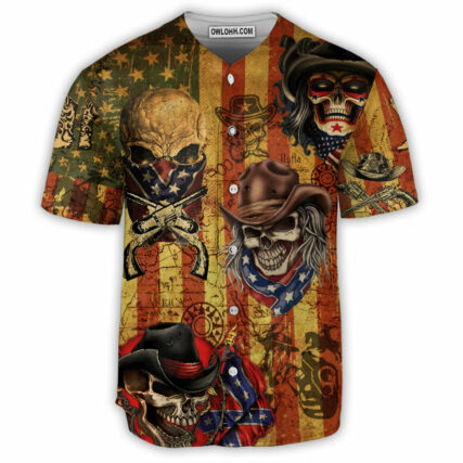 Cowboy Skull Cowboy America - Baseball Jersey - Owl Ohh - Owl Ohh