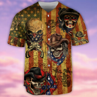 Cowboy Skull Cowboy America - Baseball Jersey - Owl Ohh - Owl Ohh