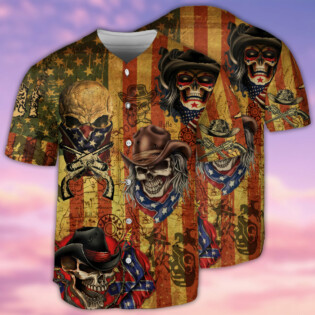 Cowboy Skull Cowboy America - Baseball Jersey - Owl Ohh - Owl Ohh