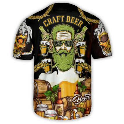 Beer Skull Craft Beer - Baseball Jersey - Owl Ohh - Owl Ohh