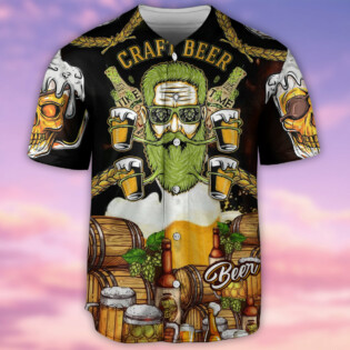 Beer Skull Craft Beer - Baseball Jersey - Owl Ohh - Owl Ohh