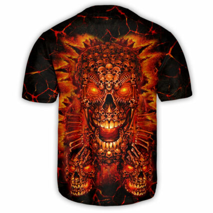 Skull Fire Love Red Smile - Baseball Jersey - Owl Ohh - Owl Ohh