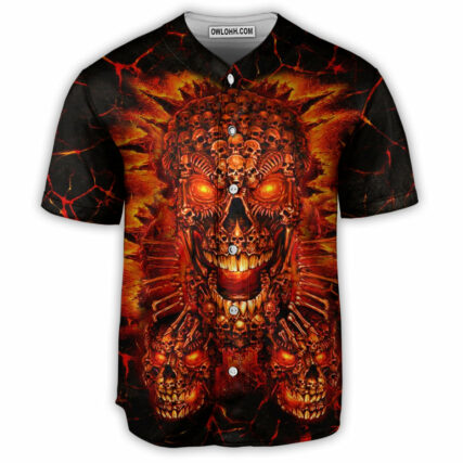 Skull Fire Love Red Smile - Baseball Jersey - Owl Ohh - Owl Ohh