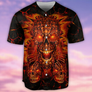 Skull Fire Love Red Smile - Baseball Jersey - Owl Ohh - Owl Ohh