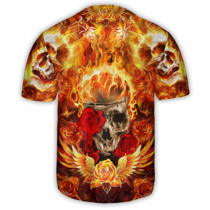 Skull Flaming Rose - Baseball Jersey - Owl Ohh - Owl Ohh