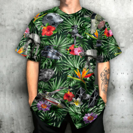 Star Wars Space Ships Tropical Forest - Baseball Jersey