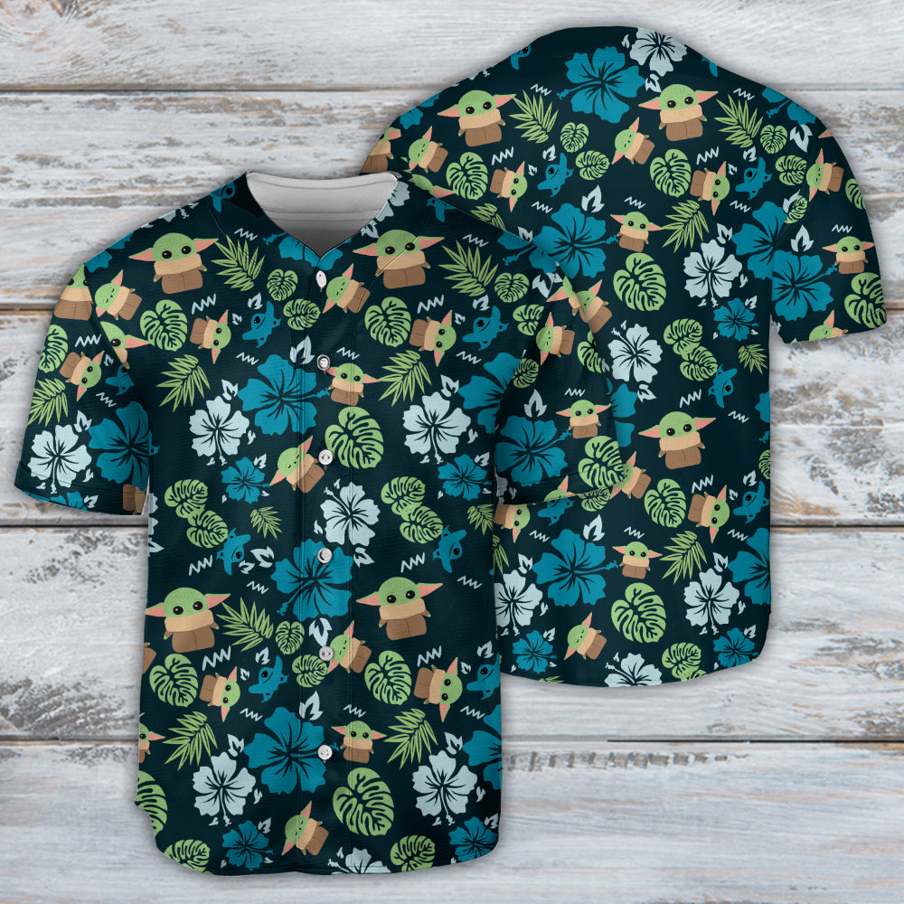 Star Wars The Mandalorian Grogu Baby Yoda Leaves - Baseball Jersey