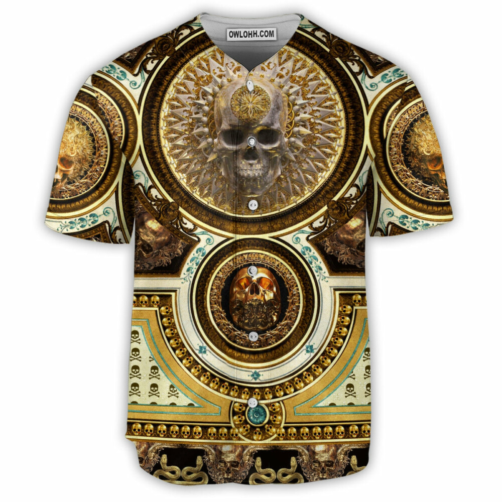 Skull Gold Luxury Style - Baseball Jersey - Owl Ohh - Owl Ohh