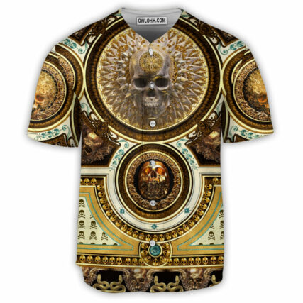 Skull Gold Luxury Style - Baseball Jersey - Owl Ohh - Owl Ohh