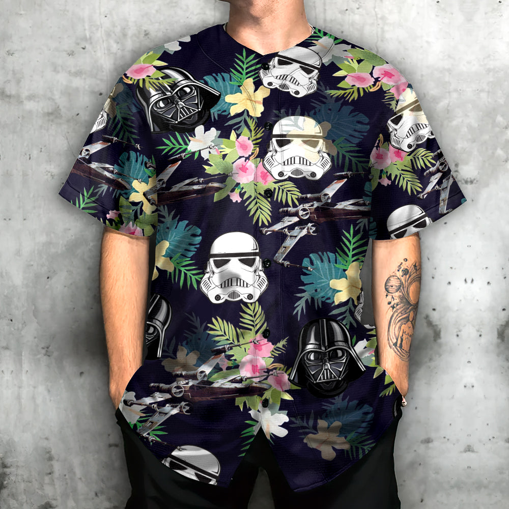 Star Wars Darth Vader Stormtrooper Helmet Tropical Pattern - Baseball Jersey