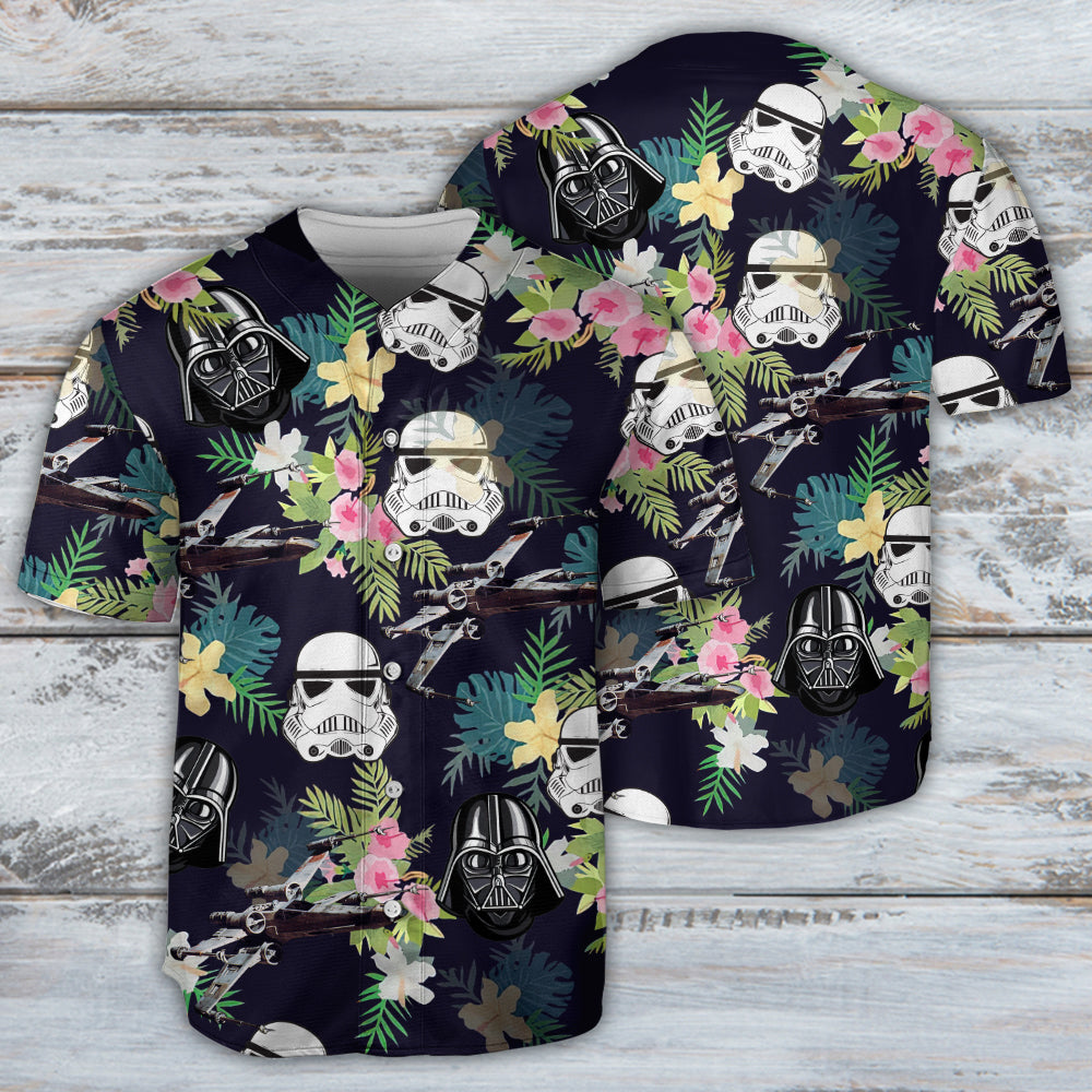 Star Wars Darth Vader Stormtrooper Helmet Tropical Pattern - Baseball Jersey