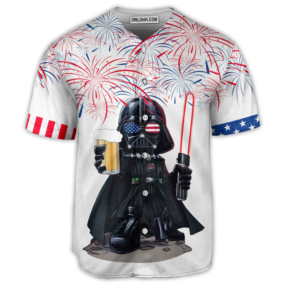 Starwars Independence Day Darth Vader With Beer - Baseball Jersey