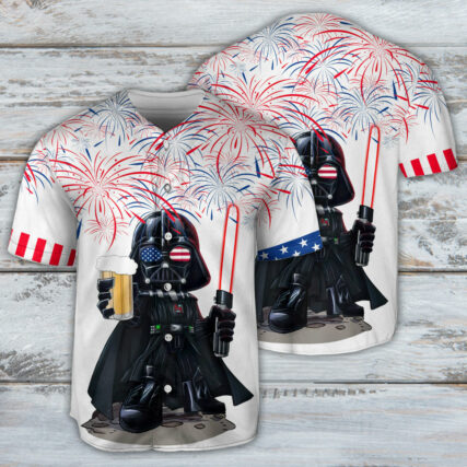 Starwars Independence Day Darth Vader With Beer - Baseball Jersey