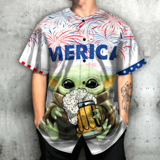 SW Baby Yoda With Beer - Baseball Jersey