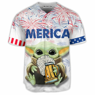 SW Baby Yoda With Beer - Baseball Jersey