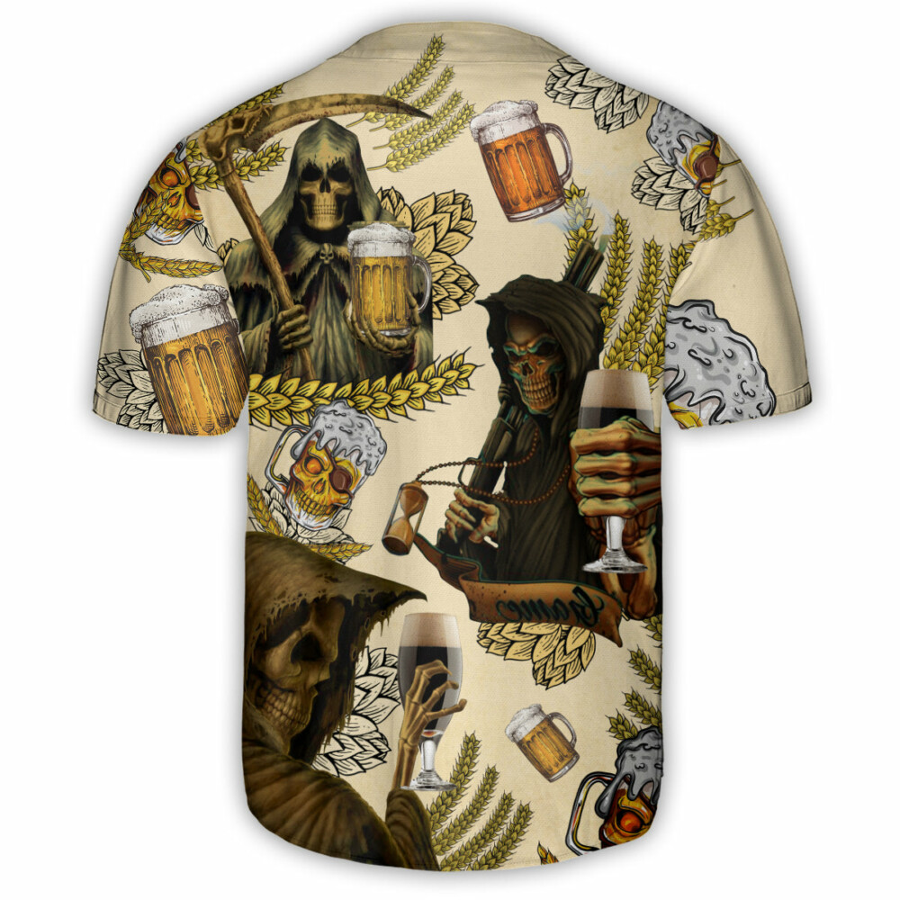 Skull Love Beer Happy Day - Baseball Jersey - Owl Ohh - Owl Ohh