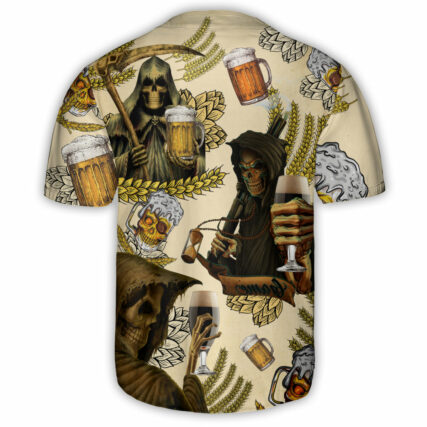Skull Love Beer Happy Day - Baseball Jersey - Owl Ohh - Owl Ohh