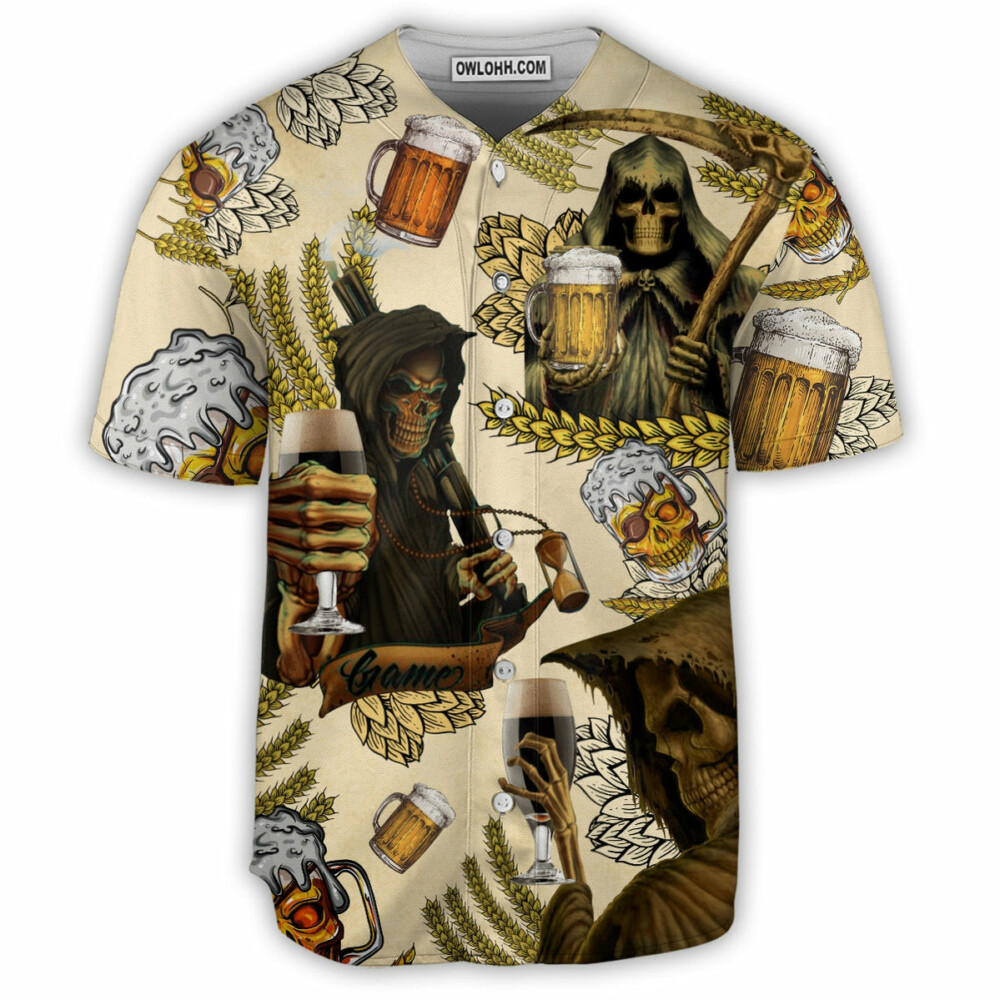 Skull Love Beer Happy Day - Baseball Jersey - Owl Ohh - Owl Ohh