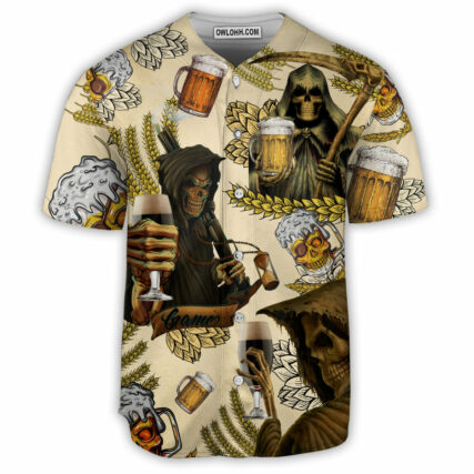Skull Love Beer Happy Day - Baseball Jersey - Owl Ohh - Owl Ohh