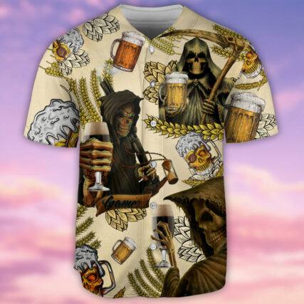Skull Love Beer Happy Day - Baseball Jersey - Owl Ohh - Owl Ohh