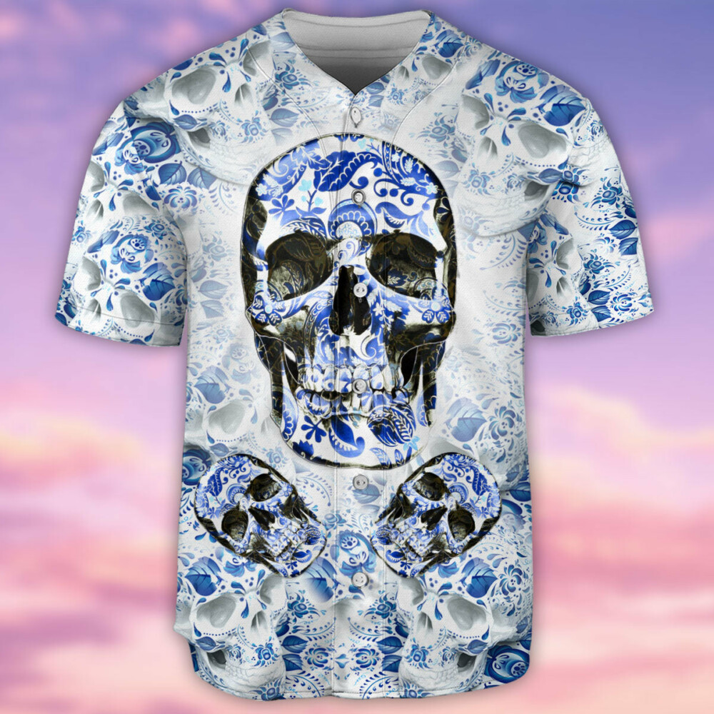 Skull Love Life Floral - Baseball Jersey - Owl Ohh - Owl Ohh