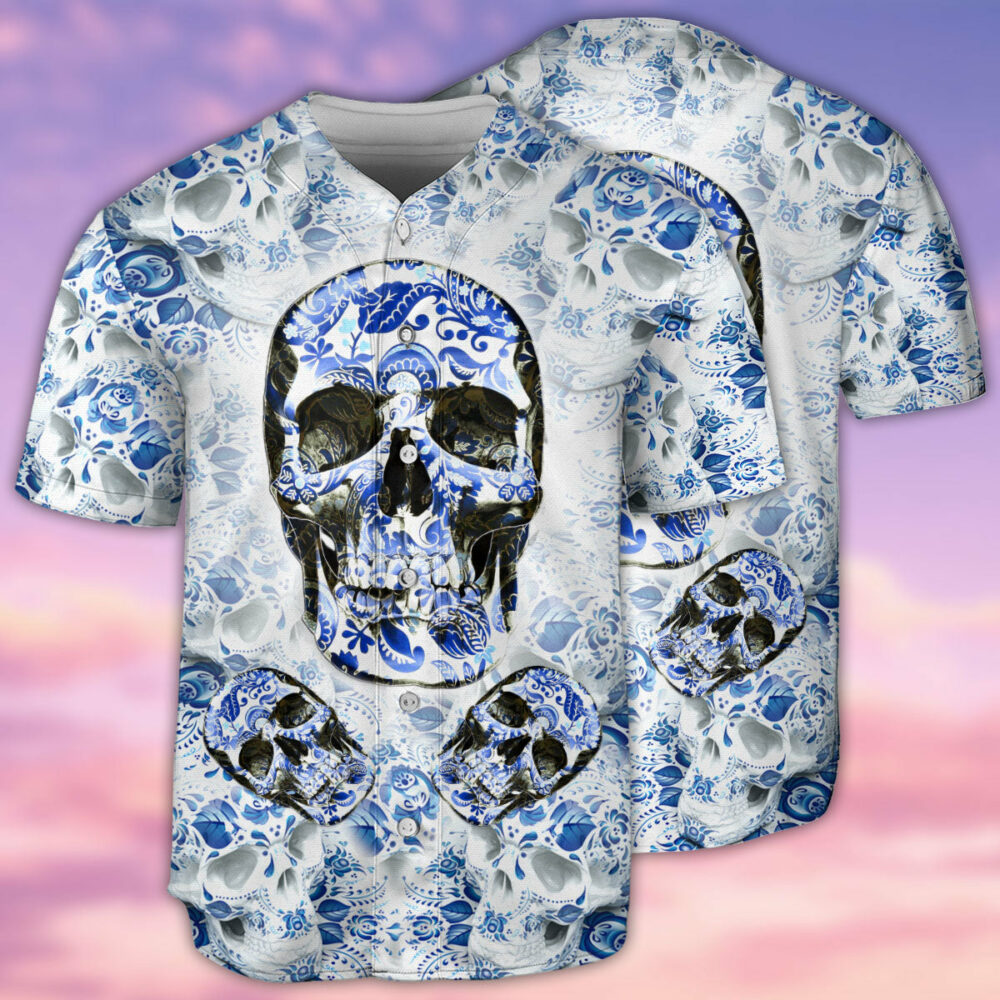 Skull Love Life Floral - Baseball Jersey - Owl Ohh - Owl Ohh