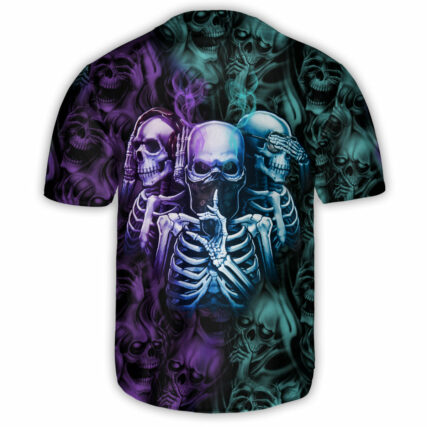 Skull Neither Hear Nor See - Baseball Jersey - Owl Ohh - Owl Ohh