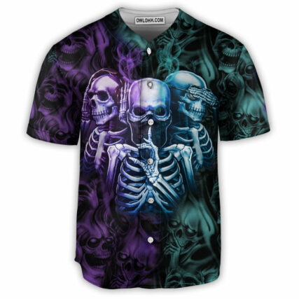 Skull Neither Hear Nor See - Baseball Jersey - Owl Ohh - Owl Ohh
