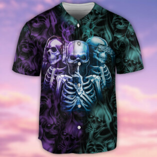 Skull Neither Hear Nor See - Baseball Jersey - Owl Ohh - Owl Ohh