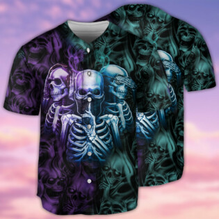 Skull Neither Hear Nor See - Baseball Jersey - Owl Ohh - Owl Ohh