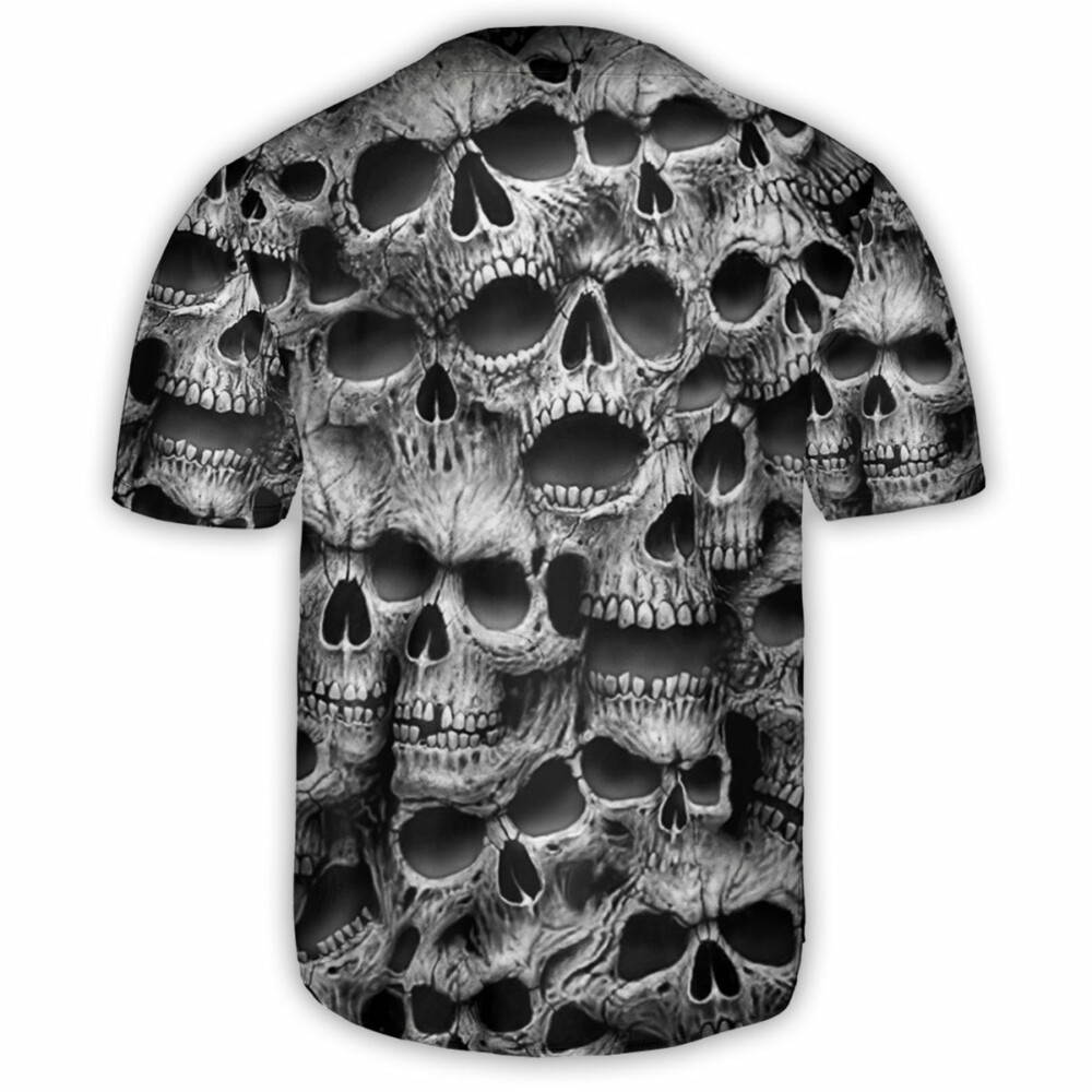 Skull No Fear No Pain Black - Baseball Jersey - Owl Ohh - Owl Ohh