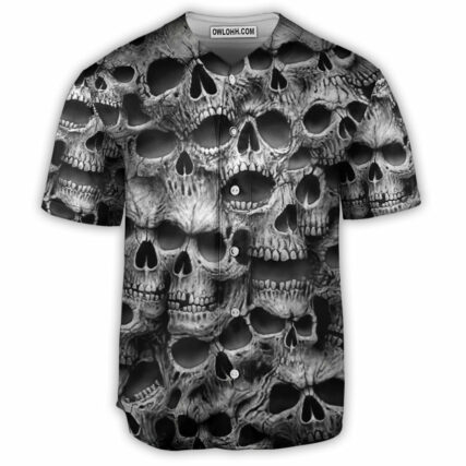 Skull No Fear No Pain Black - Baseball Jersey - Owl Ohh - Owl Ohh