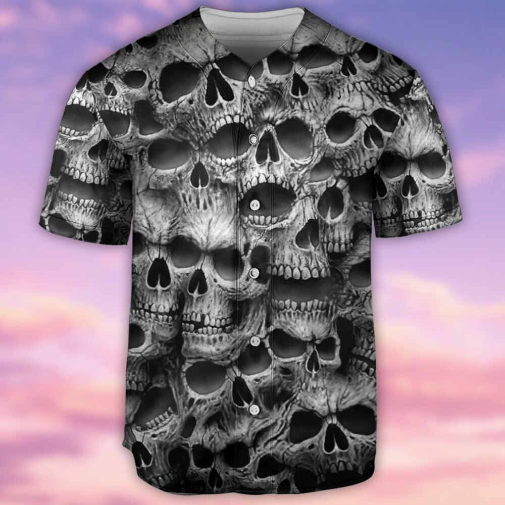 Skull No Fear No Pain Black - Baseball Jersey - Owl Ohh - Owl Ohh