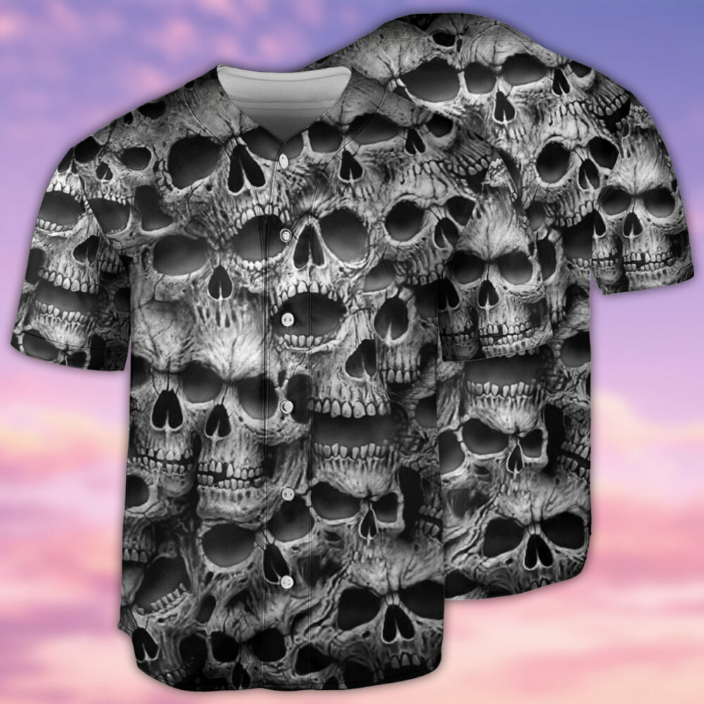 Skull No Fear No Pain Black - Baseball Jersey - Owl Ohh - Owl Ohh