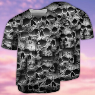 Skull No Fear No Pain Black - Baseball Jersey - Owl Ohh - Owl Ohh