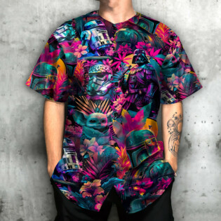 Special Synthwave Color Leaf - Baseball Jersey - Owl Ohh-Owl Ohh