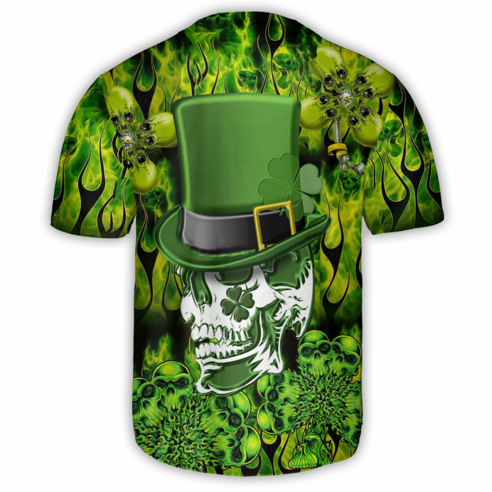 Irish Skull Enjoys Saint Patricks Day - Baseball Jersey - Owl Ohh - Owl Ohh