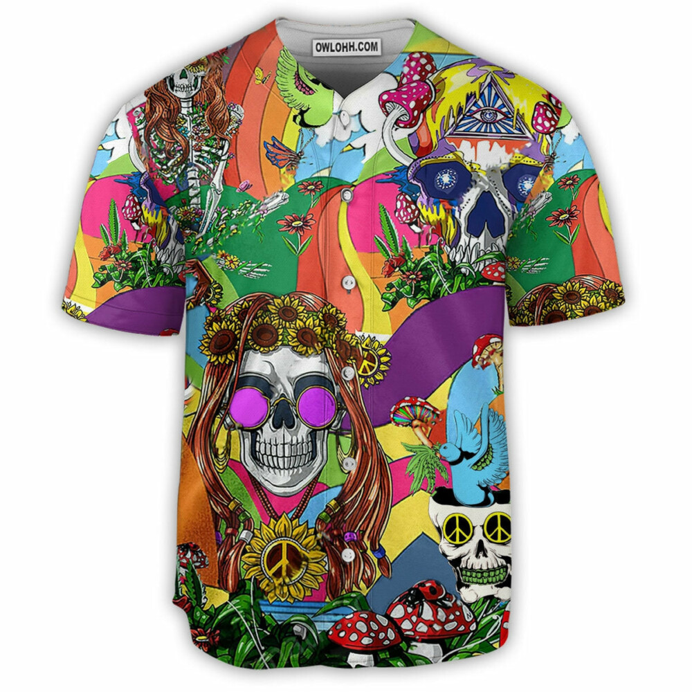 Hippie Skull Peace Life Color - Baseball Jersey - Owl Ohh - Owl Ohh
