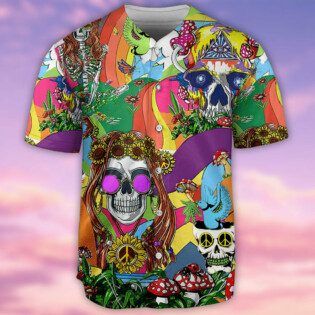 Hippie Skull Peace Life Color - Baseball Jersey - Owl Ohh - Owl Ohh